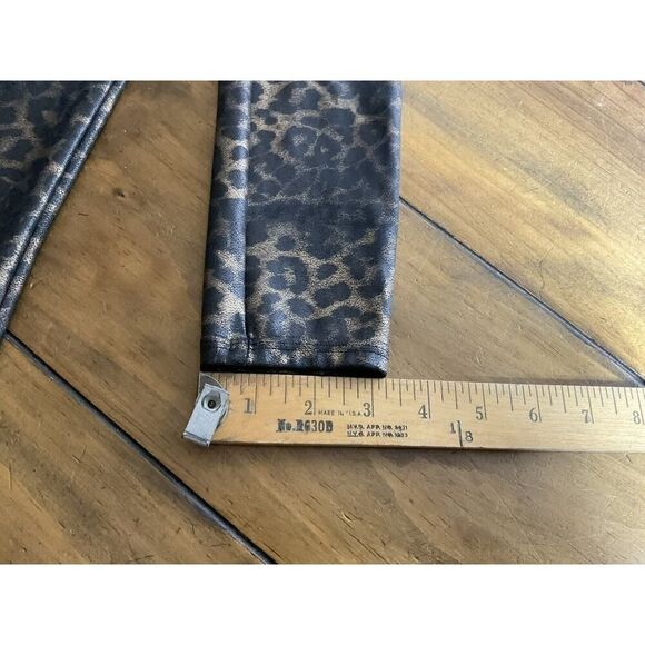 Spanx Gold & Black Faux Leather Leopard Print Leggings Mid Rise Size Small - Picture 7 of 8